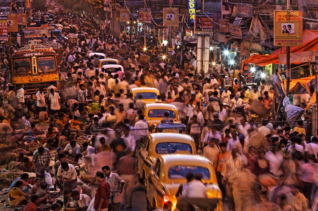 Crowds On The Streets Of Calcutta Kolkata India