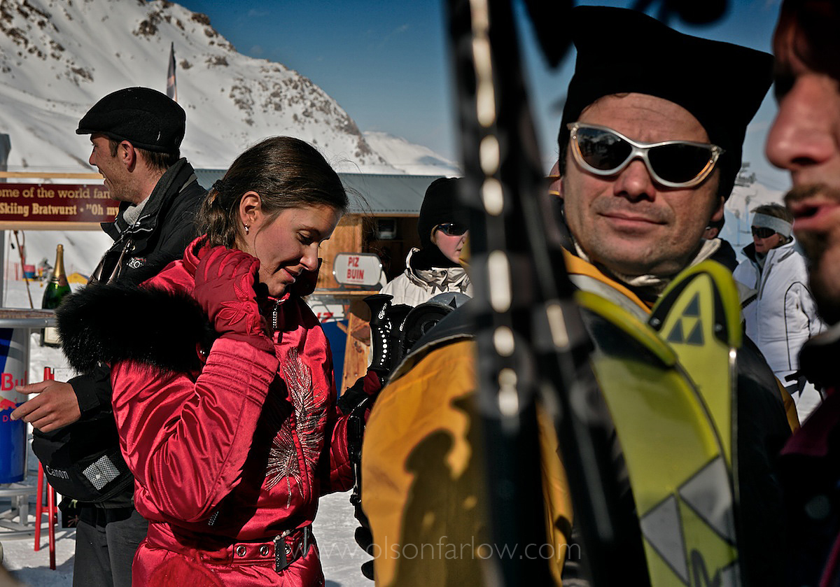 Trendy Tourists At St. Moritz Ski Resort
